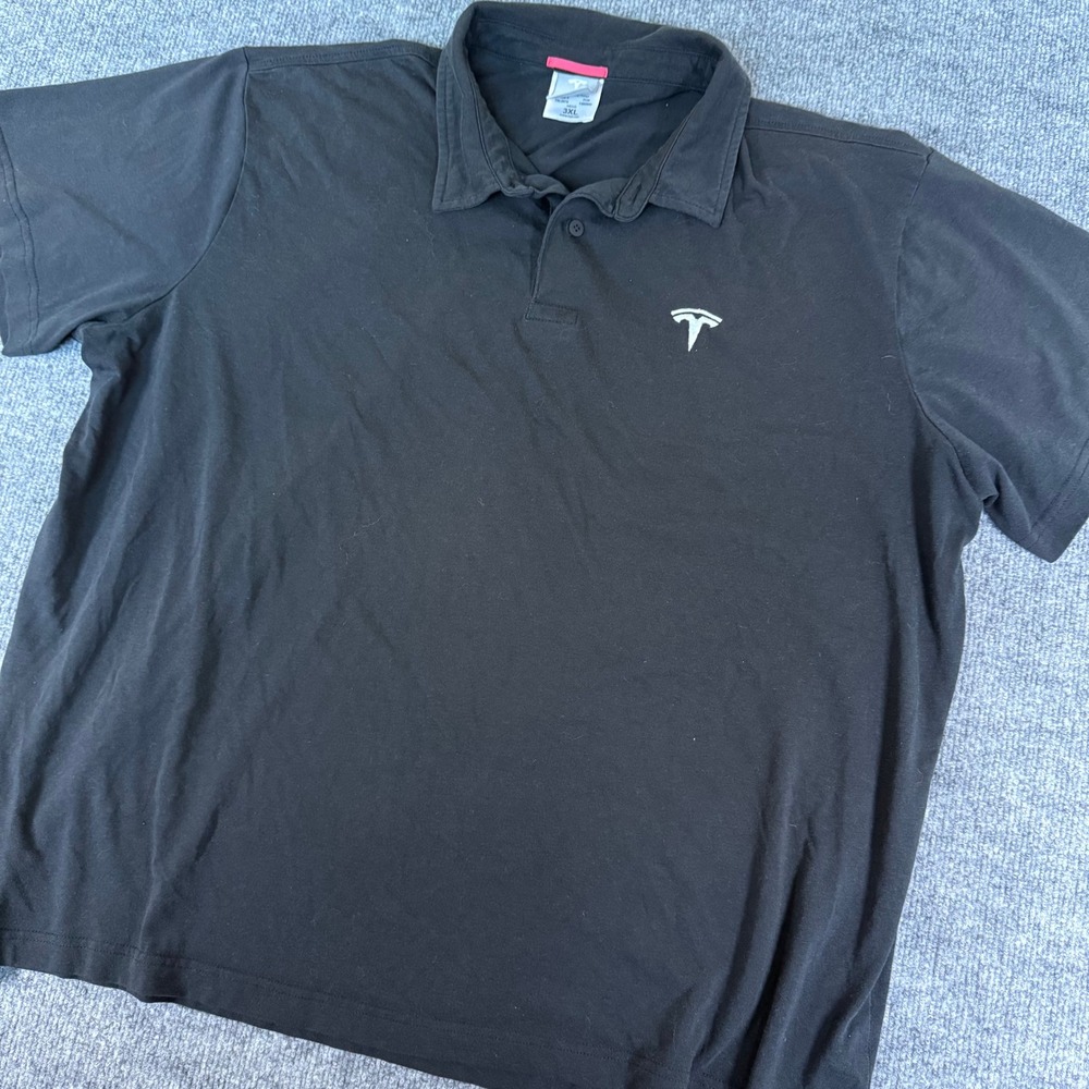 Tesla Motor Co. Embroidered Black Collared Poloโ Shirt Mens Shirt Sz 3XL